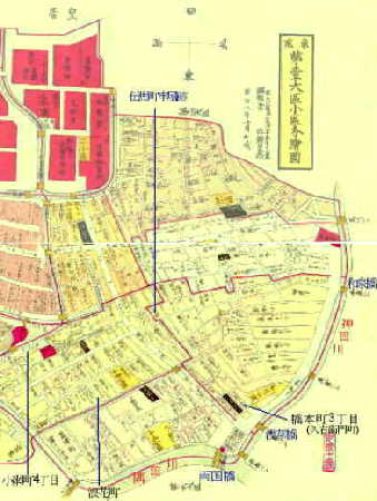 東京第一大区地図(部分）明治8年10月