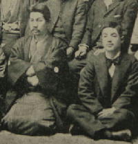 TKatayama Sen (left) and Takano Fusatarô (right), (from the commemorative photograph taken of the  founding committee of the Ironworkers' Union)(from Katayama Sen and Nishikawa Mitsujiro, Nihon no rodo undo [The Labour Movement in Japan]