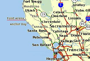 サンフランシスコからポイント・アリーナ周辺地図